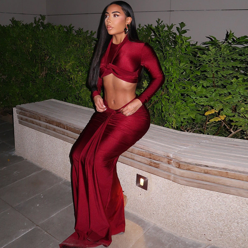 Costume tendance à manches longues et col rond