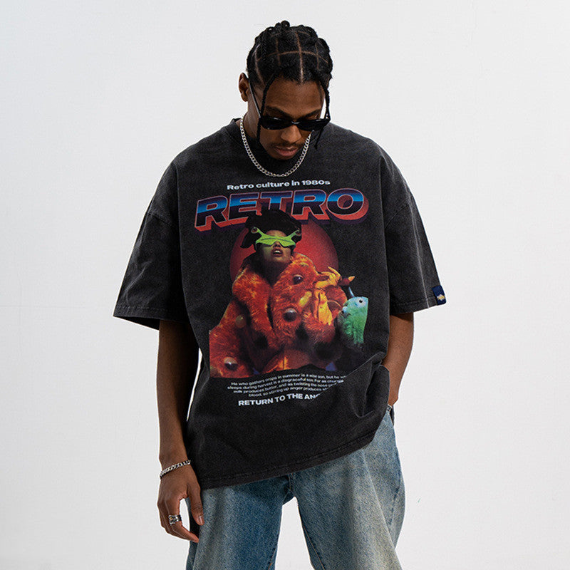 T-shirt ample à imprimé tendance pour couple