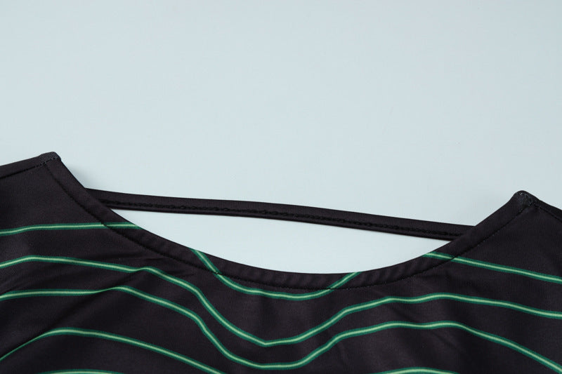 Ladies Fashion Printed Backless Slim Dress