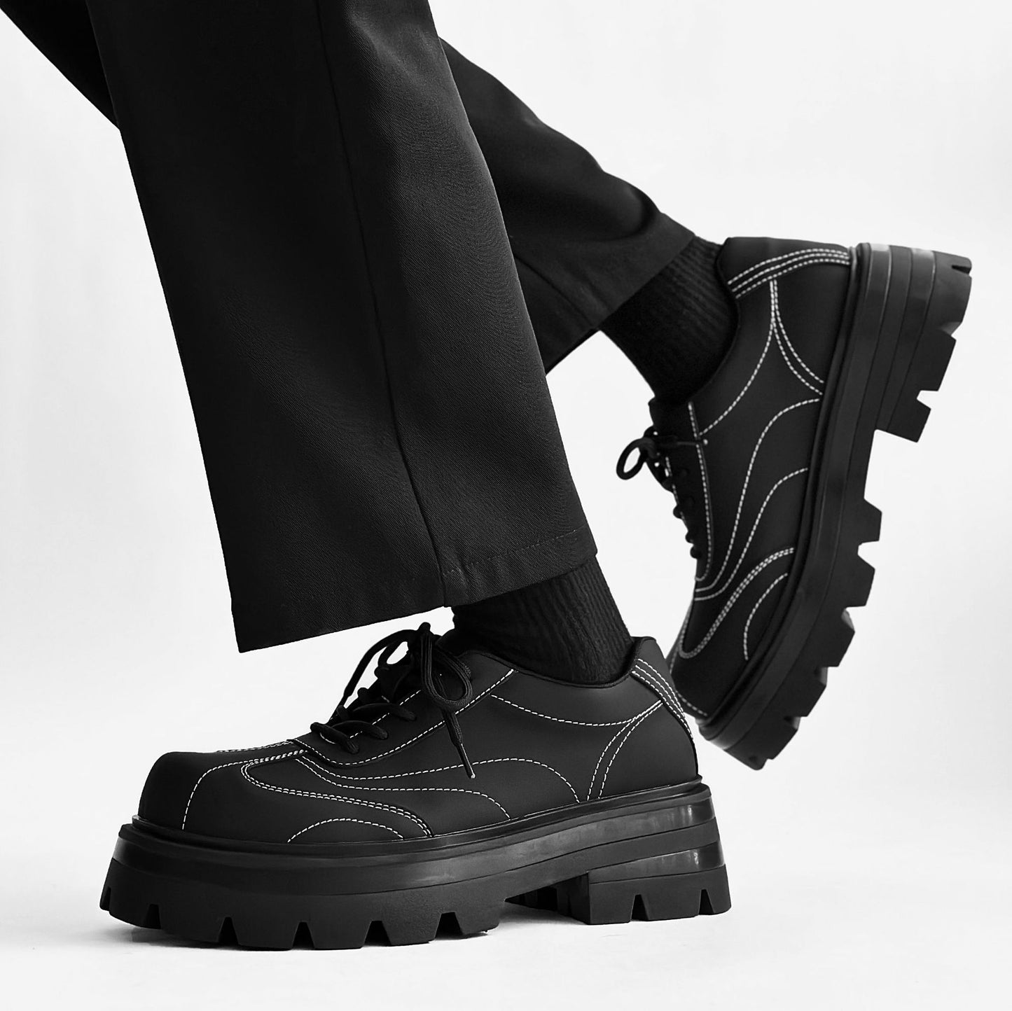 Thick-soled Matte British Commuter Leather Shoes