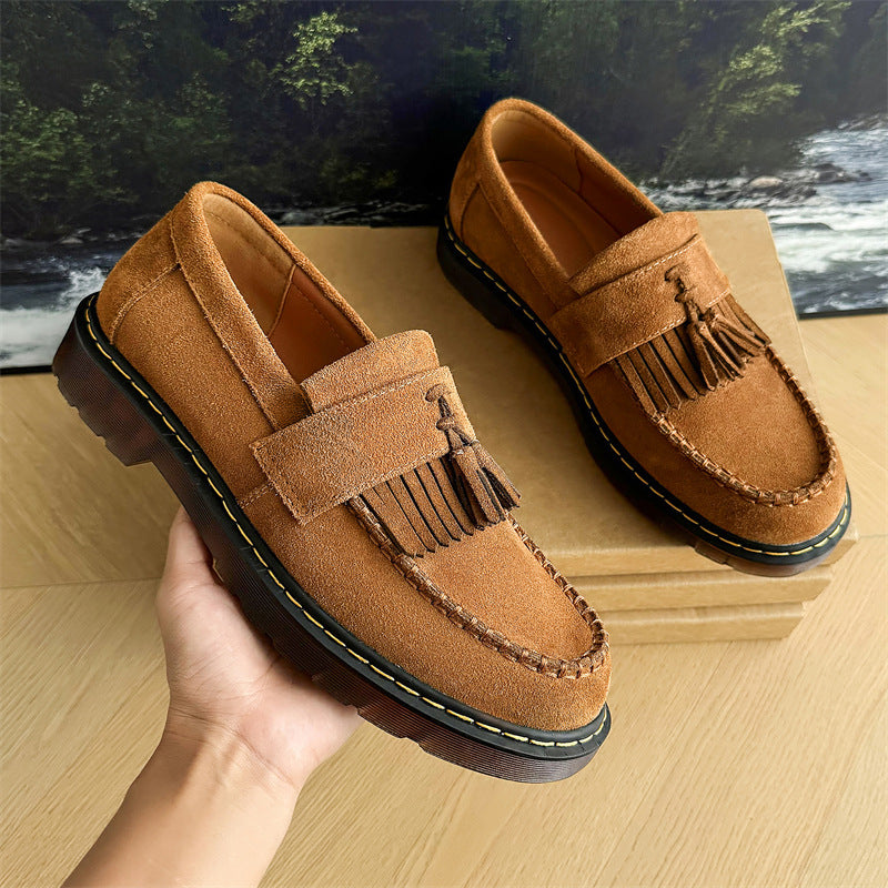 Fur Platform Woven Tassel Men's Shoes Martin Boots