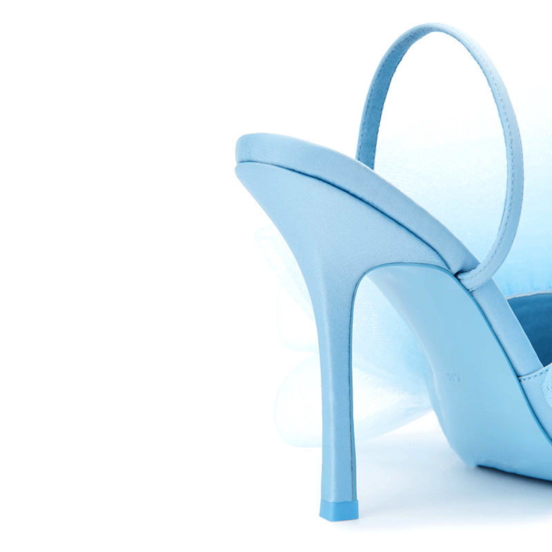 Ballerines de bain en maille avec bride à la cheville et talons hauts