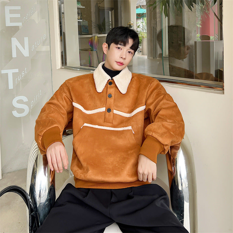 Pull-over en polaire imitation laine d'agneau Ins Wind pour homme