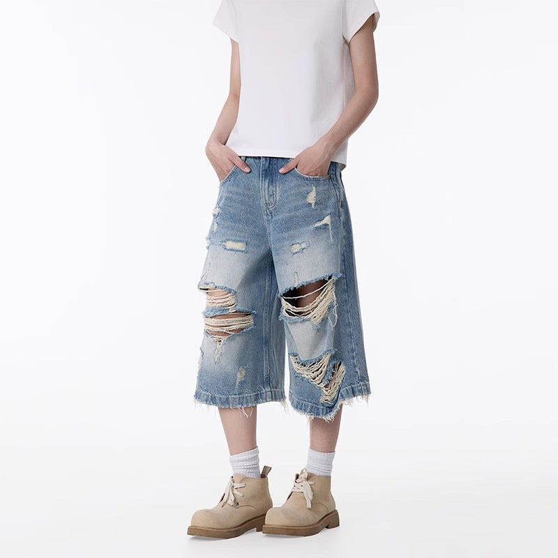 Men's Fashion Personality All-matching Straight Capri Pants