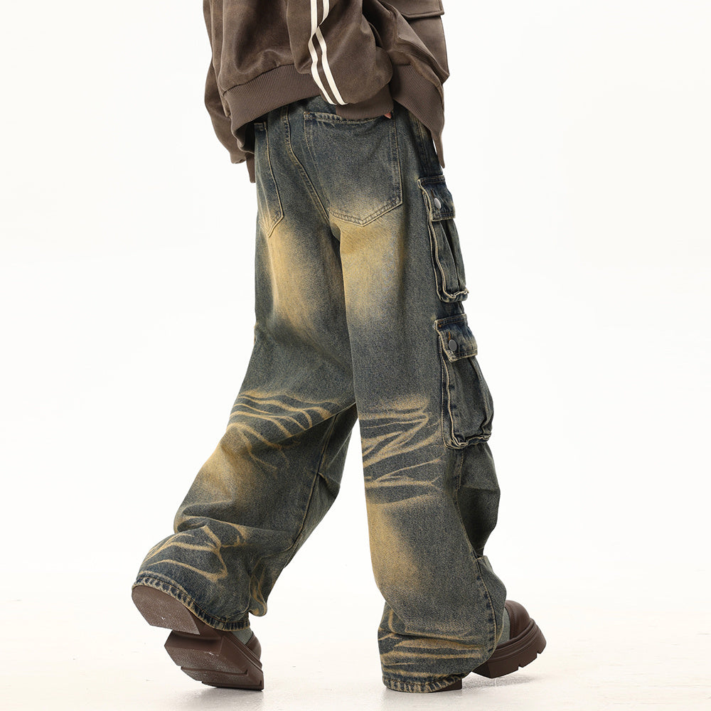 Jeans de travail à plusieurs poches pour homme