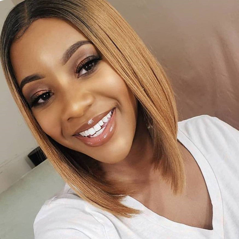 12 Inch Short Gradient Honey Blonde Wig