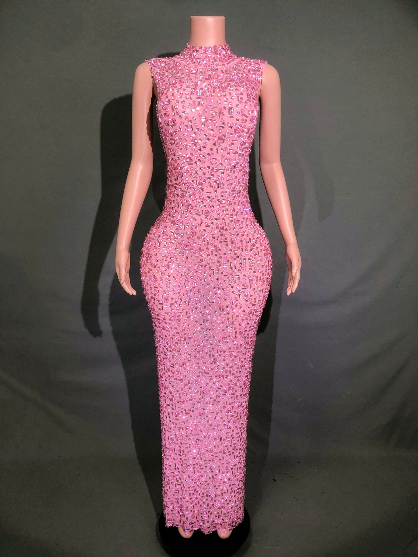 Long Rhinestone Slim Fit Slimming Dress