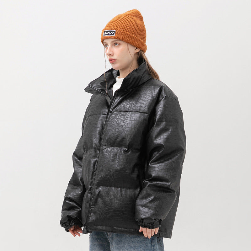 Loose Standing Collar Cotton Coat