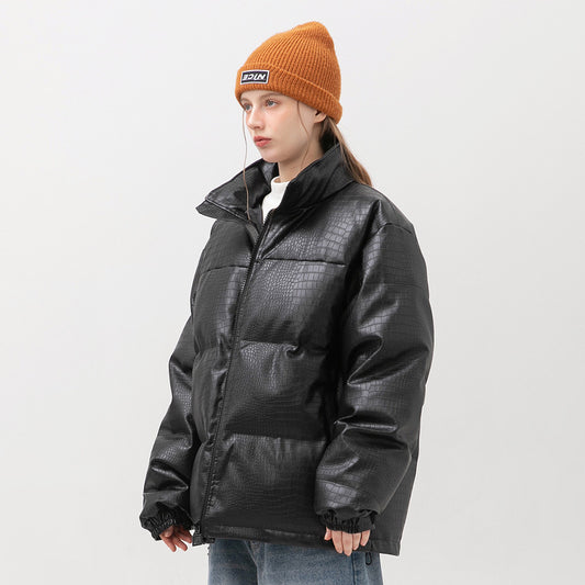 Loose Standing Collar Cotton Coat