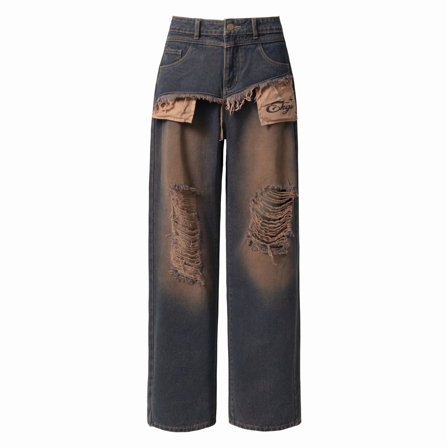 Coutures déchirées et lavées pour les vieux pantalons de cow-boy