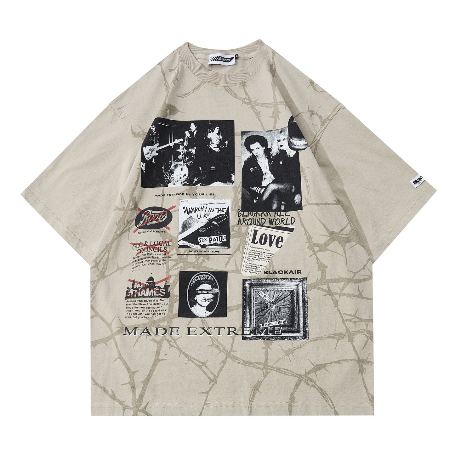 T-shirt à manches courtes et col rond imprimé avec le logo d'une marque de mode.