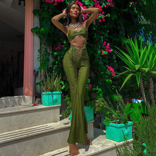 New Hollow Lace Fashion Solid Color Suit