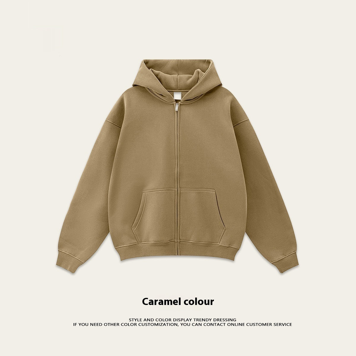 Autumn Fleece Solid Color Hooded Sweater Casual Loose Cardigan Sports Pants