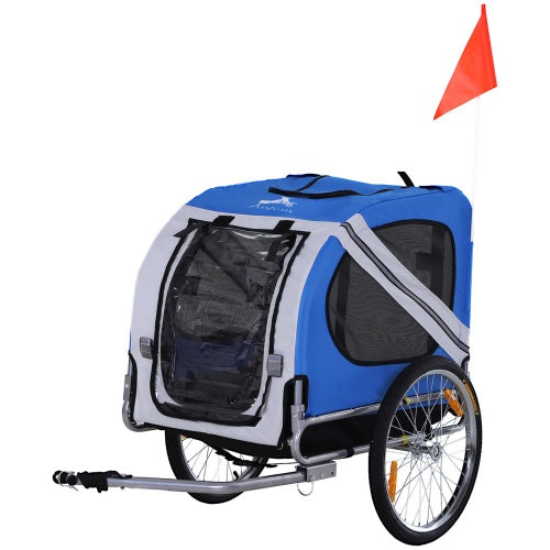 Rimorchio per bici per cani Aosom, carrello per animali domestici, carrello per bicicletta, accessorio per il trasporto di merci per viaggi con 3 ingressi, ruote grandi per fuoristrada e schermo a rete.