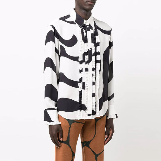 Long Sleeve Striped Printed Casual Shirt