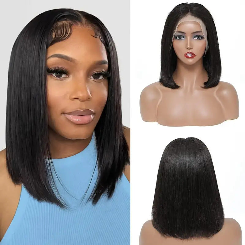 Short Bob Wig Front Lace - Bobhaircut Black Short Straight Hair Full-head Wig