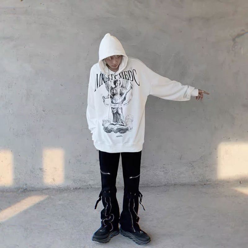 American Retro Minority Angel Printed Hoodie Men And Women