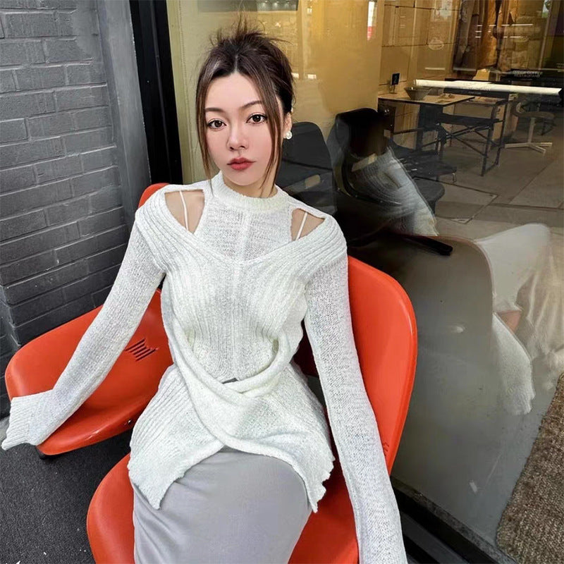 Slim Collar Knitted Sweater