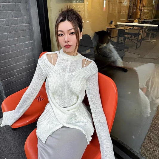 Slim Collar Knitted Sweater