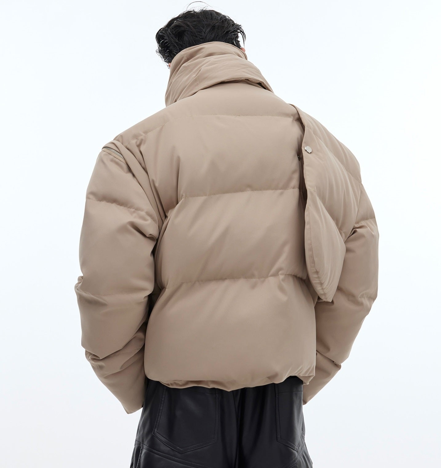 White Duck Down Stand-up Collar Down Jacket Scarf Design Short Thickened Coat