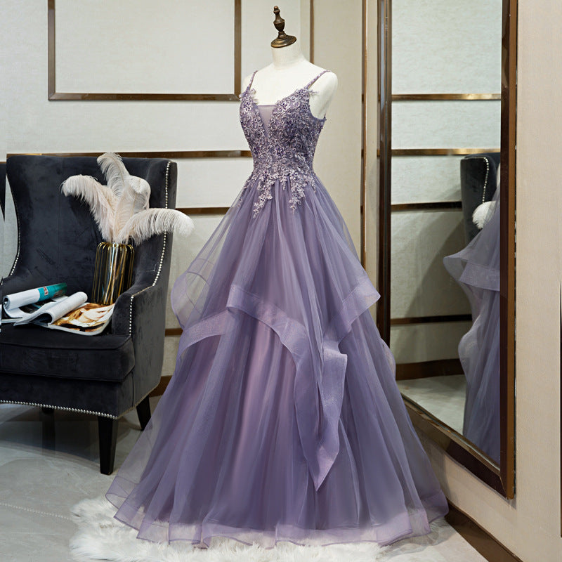 Robe de soirée pour banquet pour femme violette