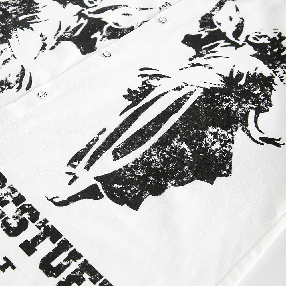 Chemise décontractée à imprimé noir et blanc pour homme