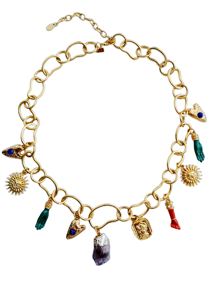 Chaîne rétro usée, style exagéré féminin