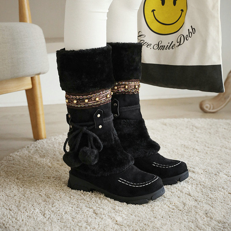 Fashion Mid Heel Cotton Boots