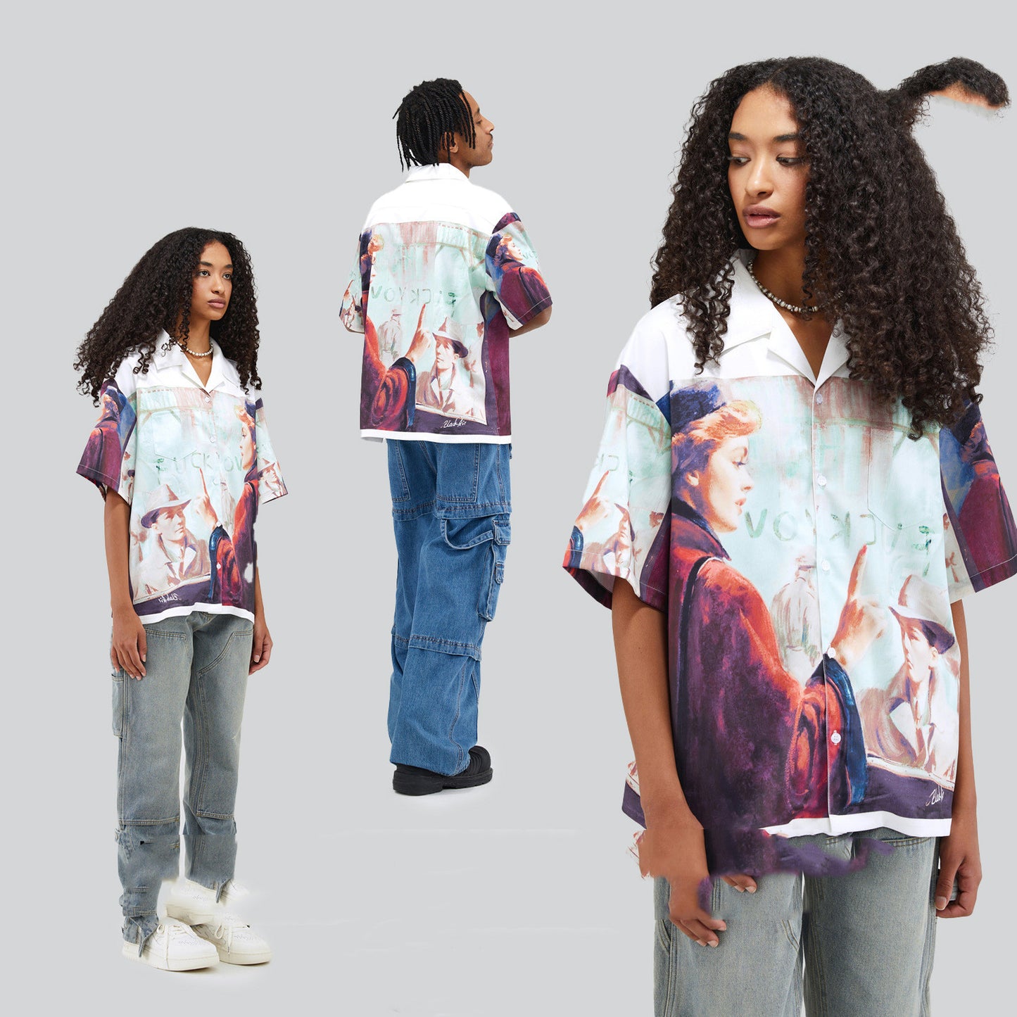 Chemise décontractée ample à manches courtes imprimée