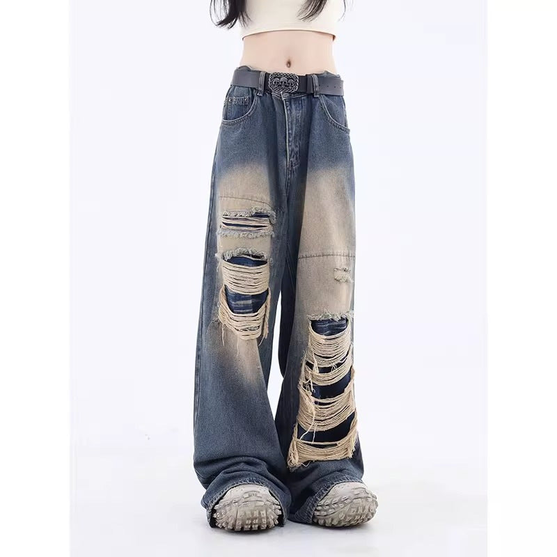 American High Street Niche Design Ripped Jeans