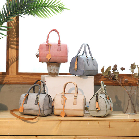 Leather Retro Portable Hand Shoulder Boston Ladies Bag