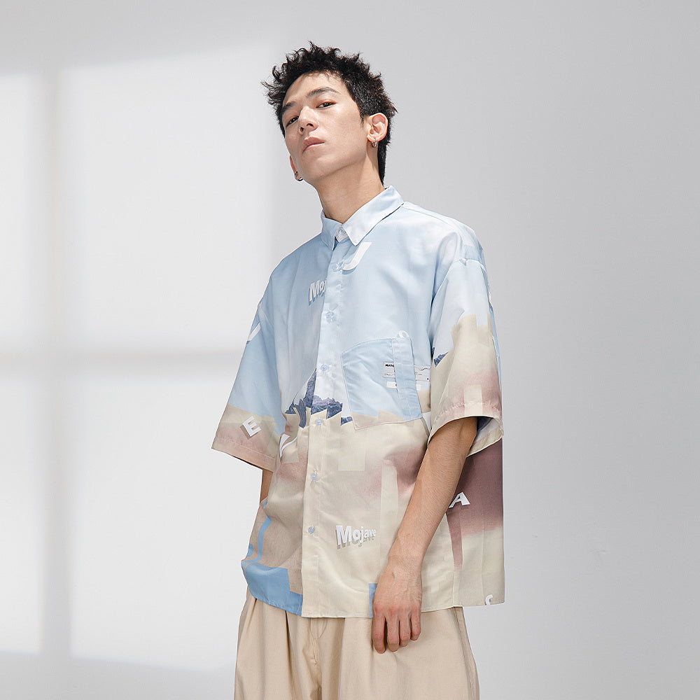 Chemise ample à manches courtes et imprimé rétro