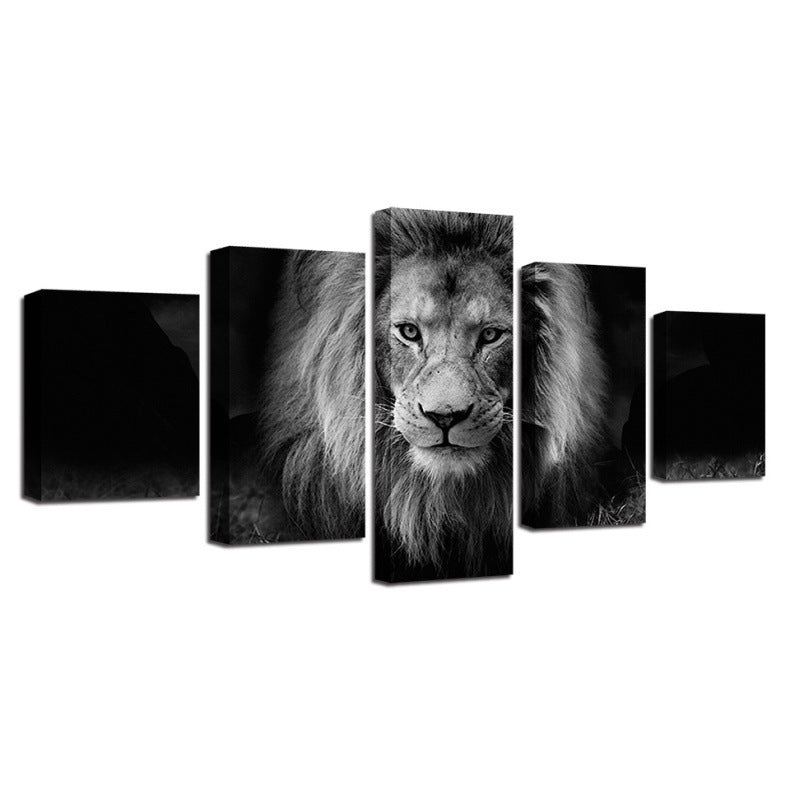 Black and white Lion painting