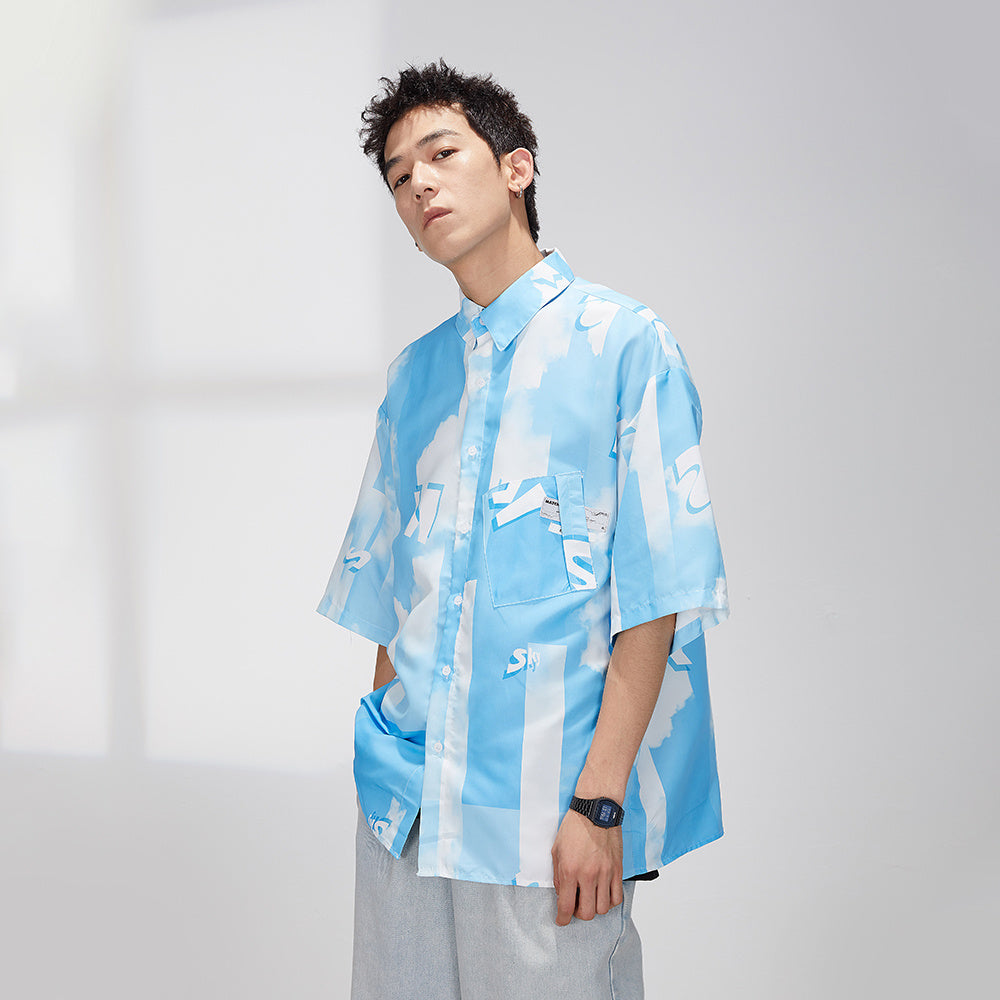 Chemise ample à manches courtes et imprimé rétro