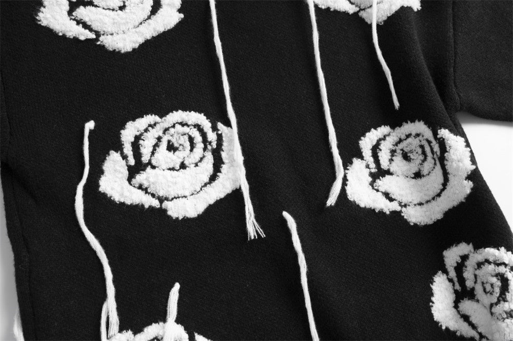 Pull col rond à franges en jacquard rose pour homme