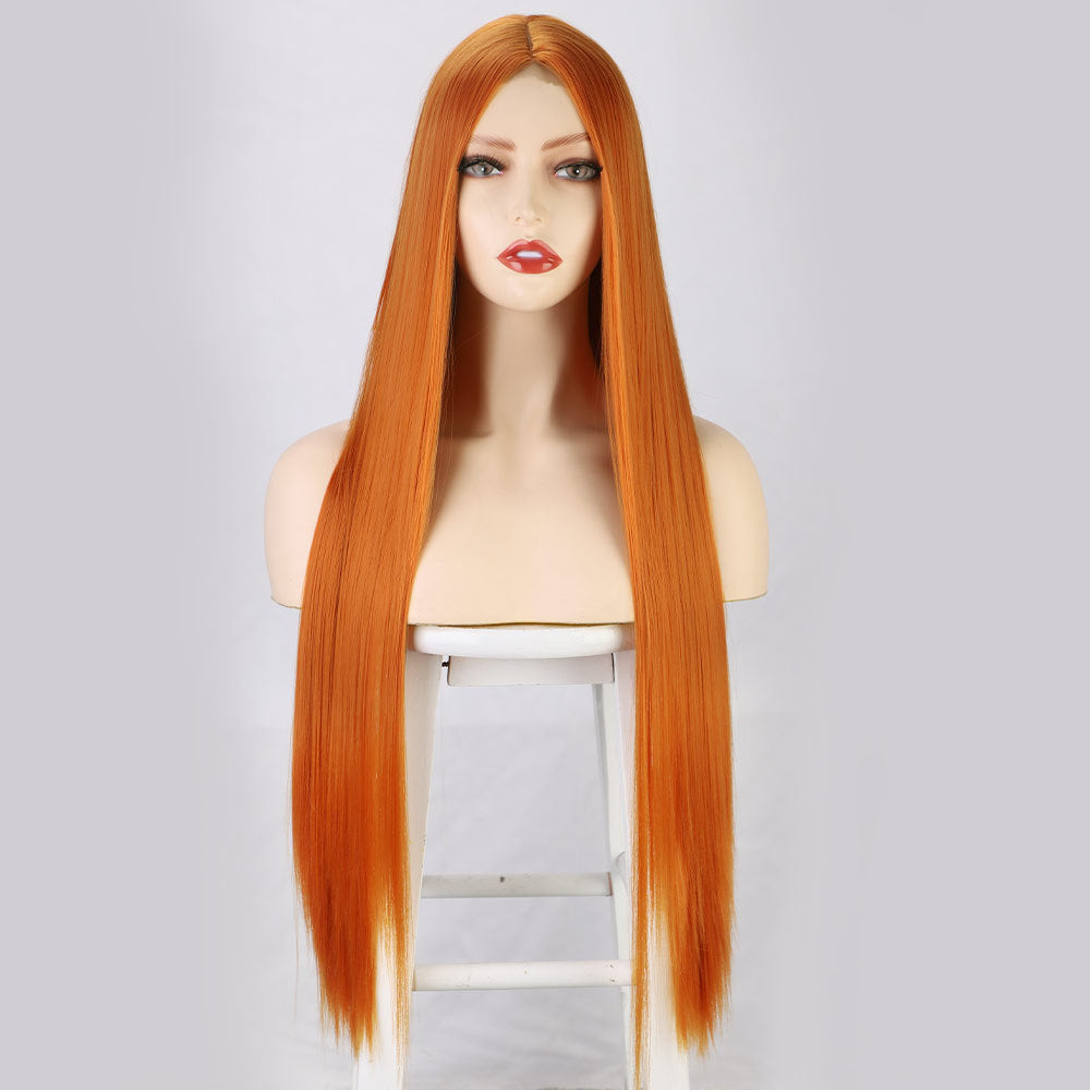 Front Lace Long Straight Hair Chemical Fiber Wig