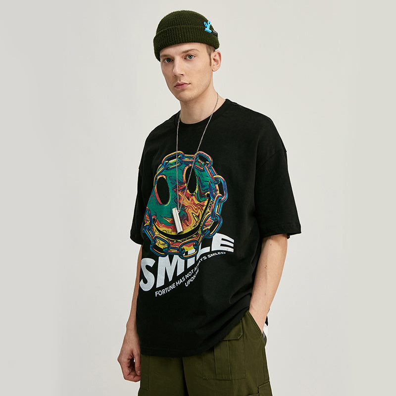 Smiley printed short-sleeved T-shirt