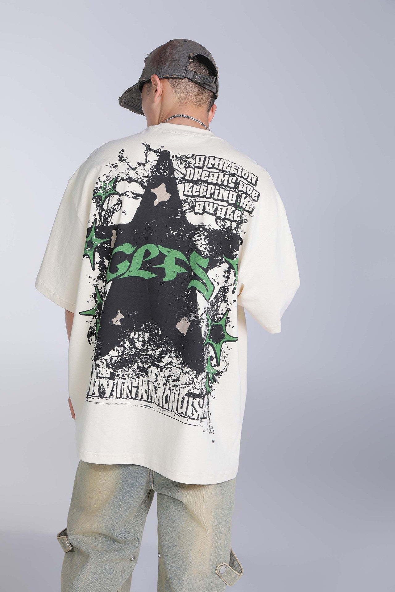 Creative Five-pointed Star Letter Print Short-sleeve T-shirt