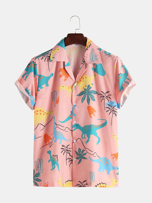 Short-sleeved printed trendy shirt