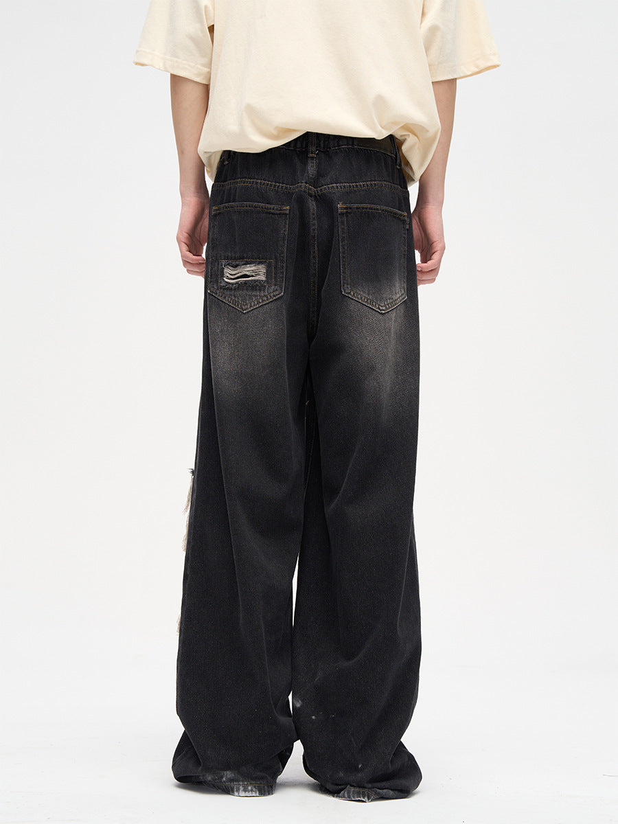 Jeans de niche American Street Patch Ripped Design Sense