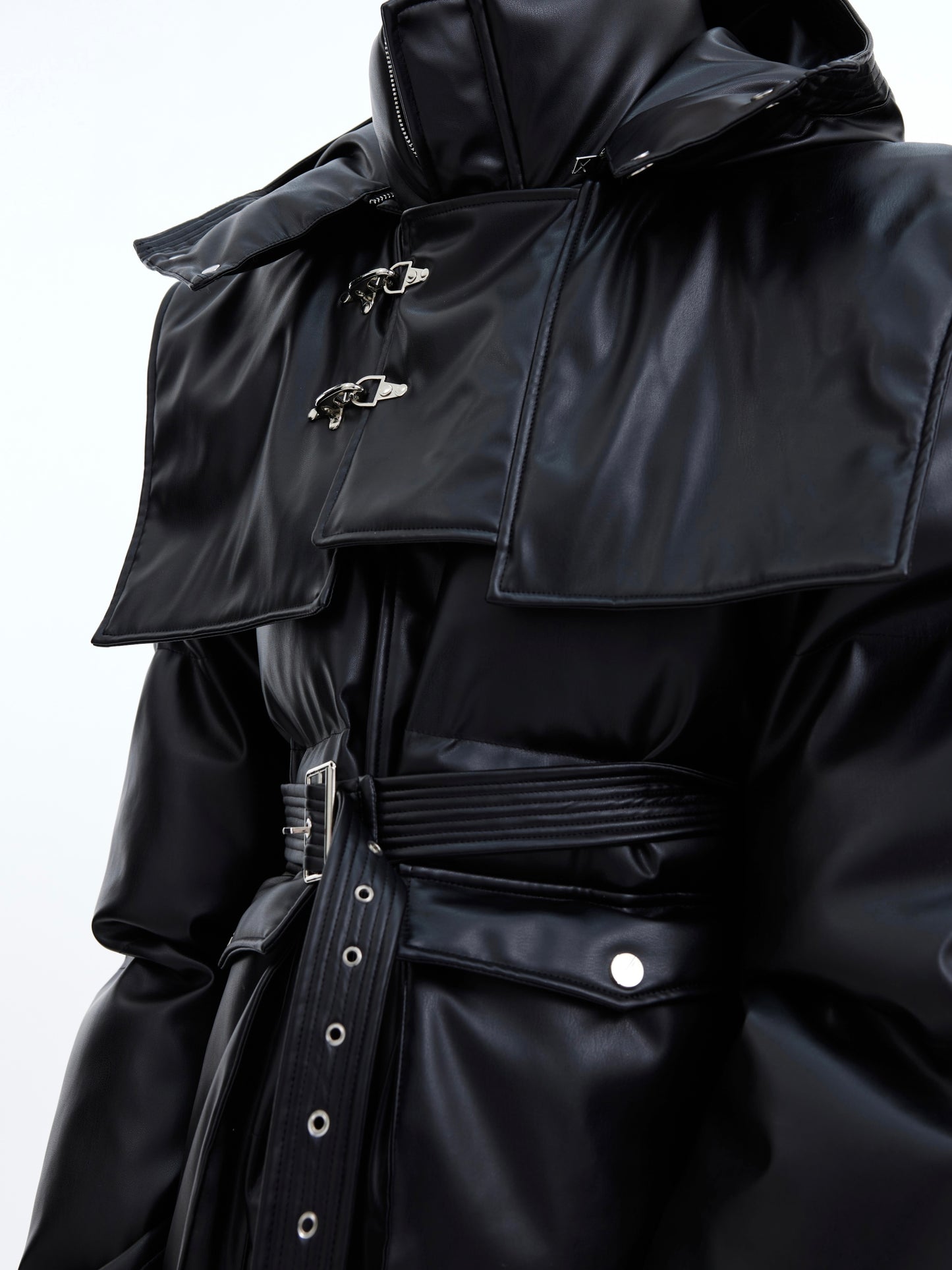 Hooded Shawl Thickened Leather Cotton Jacket