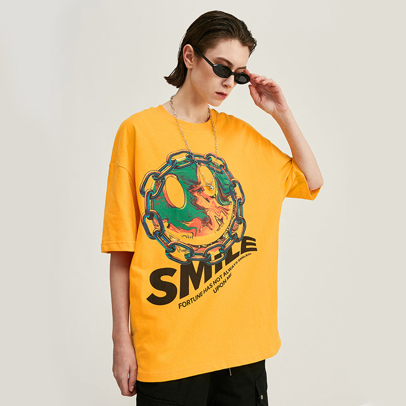 Smiley printed short-sleeved T-shirt