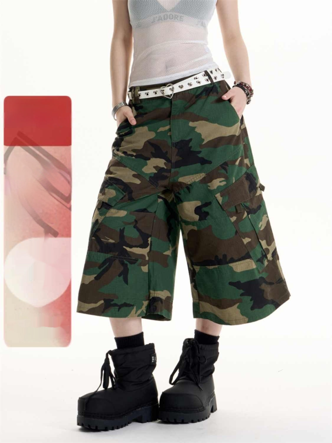 Pantalon cargo camouflage simple style rétro américain