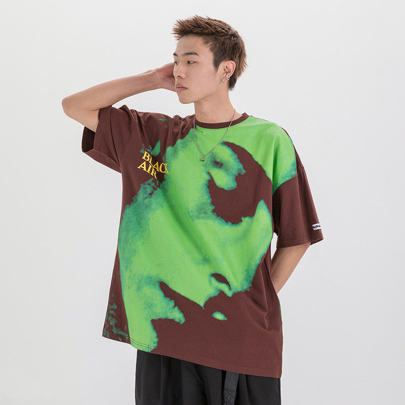 T-shirt ample à manches courtes et imprimé intégral