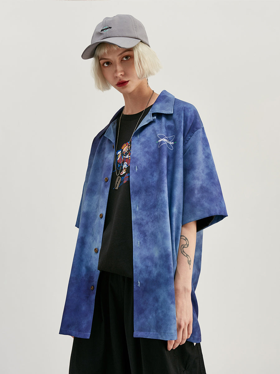 Street brand street letter printed personality loose men's short-sleeved shirt