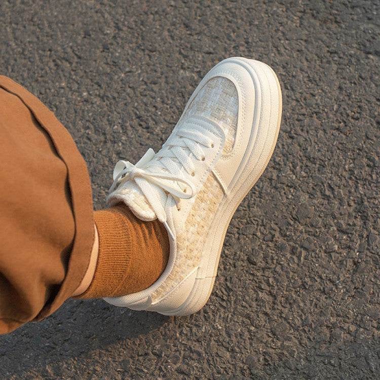 Chaussures de sport de loisirs à semelle épaisse blanche