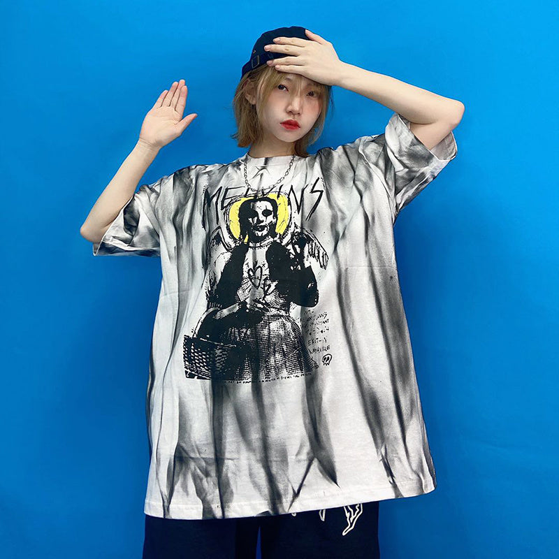 Spray paint striped short sleeve
