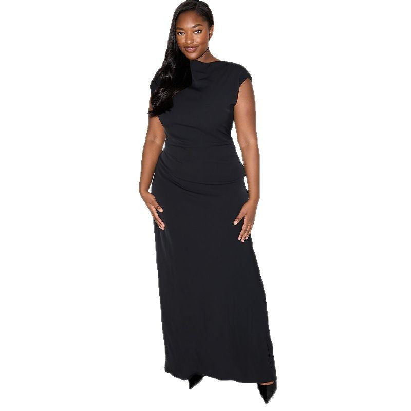 Nouvelle robe unie à col rond, sans manches, dos nu, à lacets