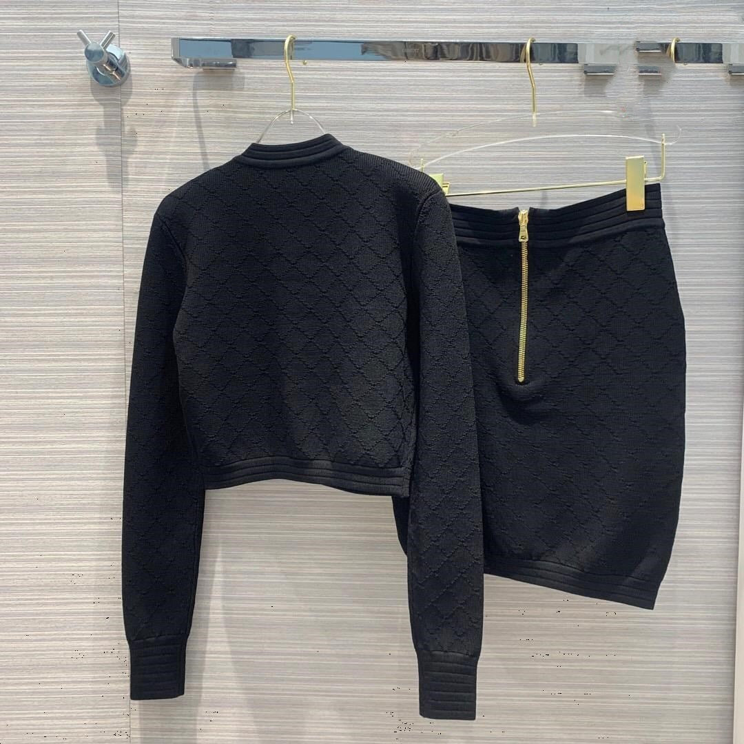 Chemisier à carreaux losanges à épaulettes et boutons-pression, veste courte tricotée pour femme