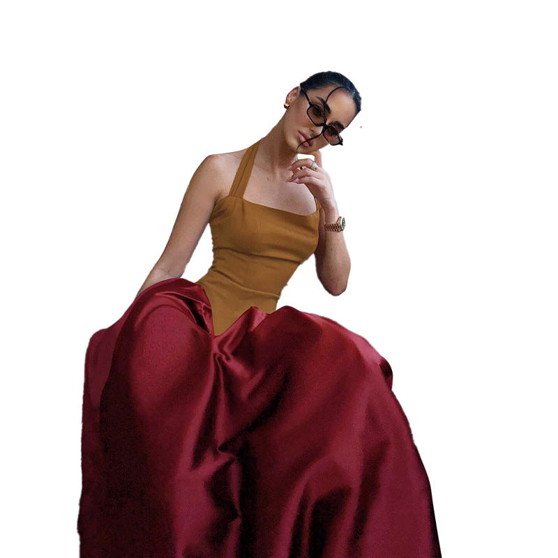 Fashion Vacation Style Halter Lace-up Backless Slim Fit Dress